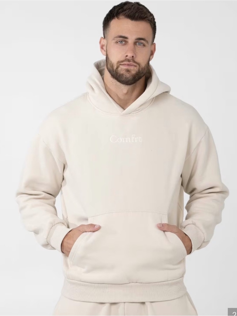 Comfrt Comfort Embroidered Cream Hoodie - Picture 13 of 13